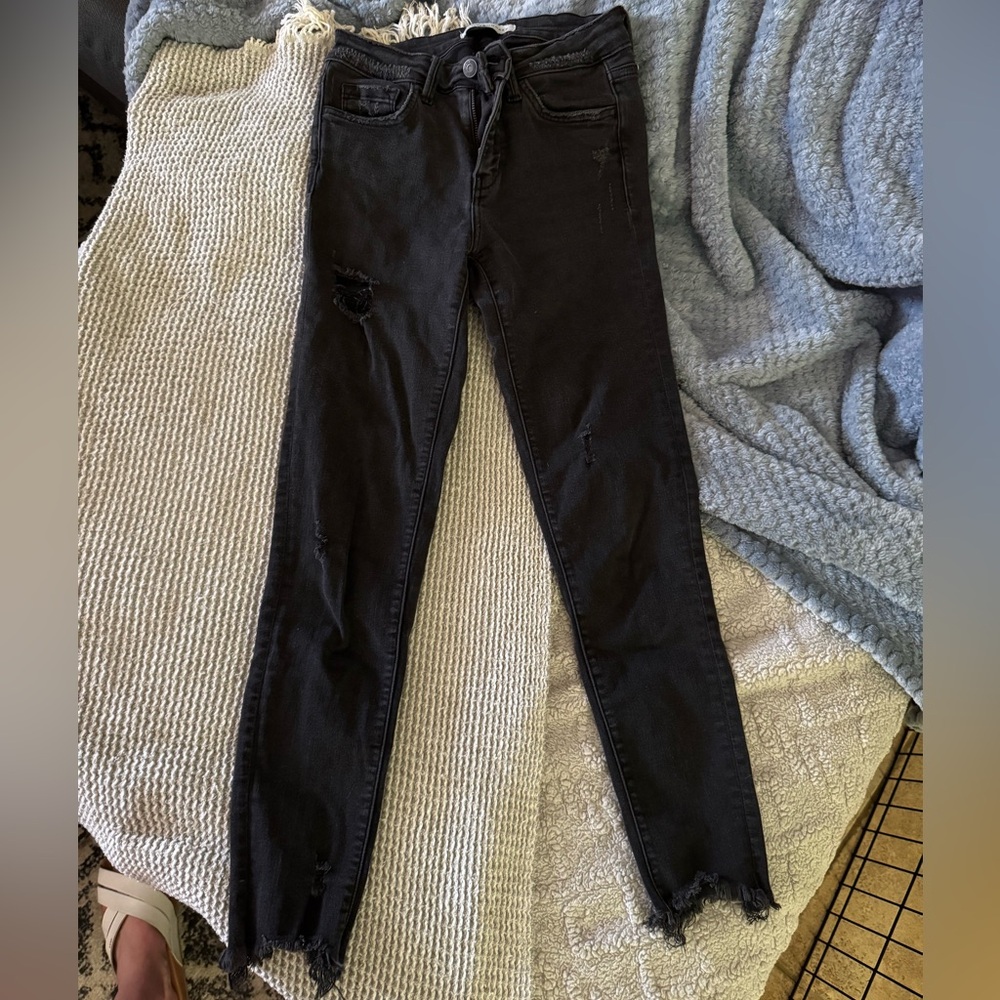 FLYING MONKEY Black Distressed Jeans